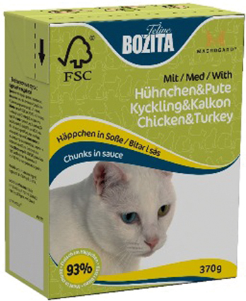 Bozita Natvoer Katten Tetra Feline Kip & Kalkoen chunks in sauce 370 gram 